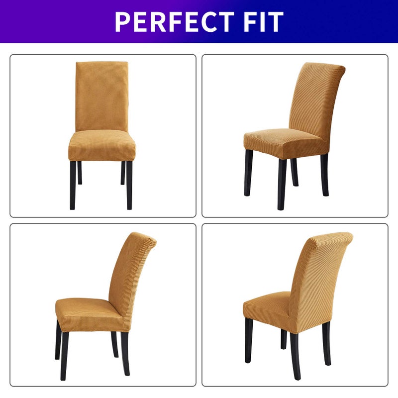 Howhic Stretch Chair Covers for Dining Room Set of 6, Removable Washable Dining Room Chair Covers, Dining Chair Slipcovers Seat Protector, Great Home Decor and Banquet Upholstery (Gold, 6 Pack) - Image 4